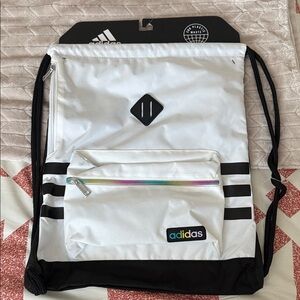 Adidas White and Black Drawstring unisex Backpack